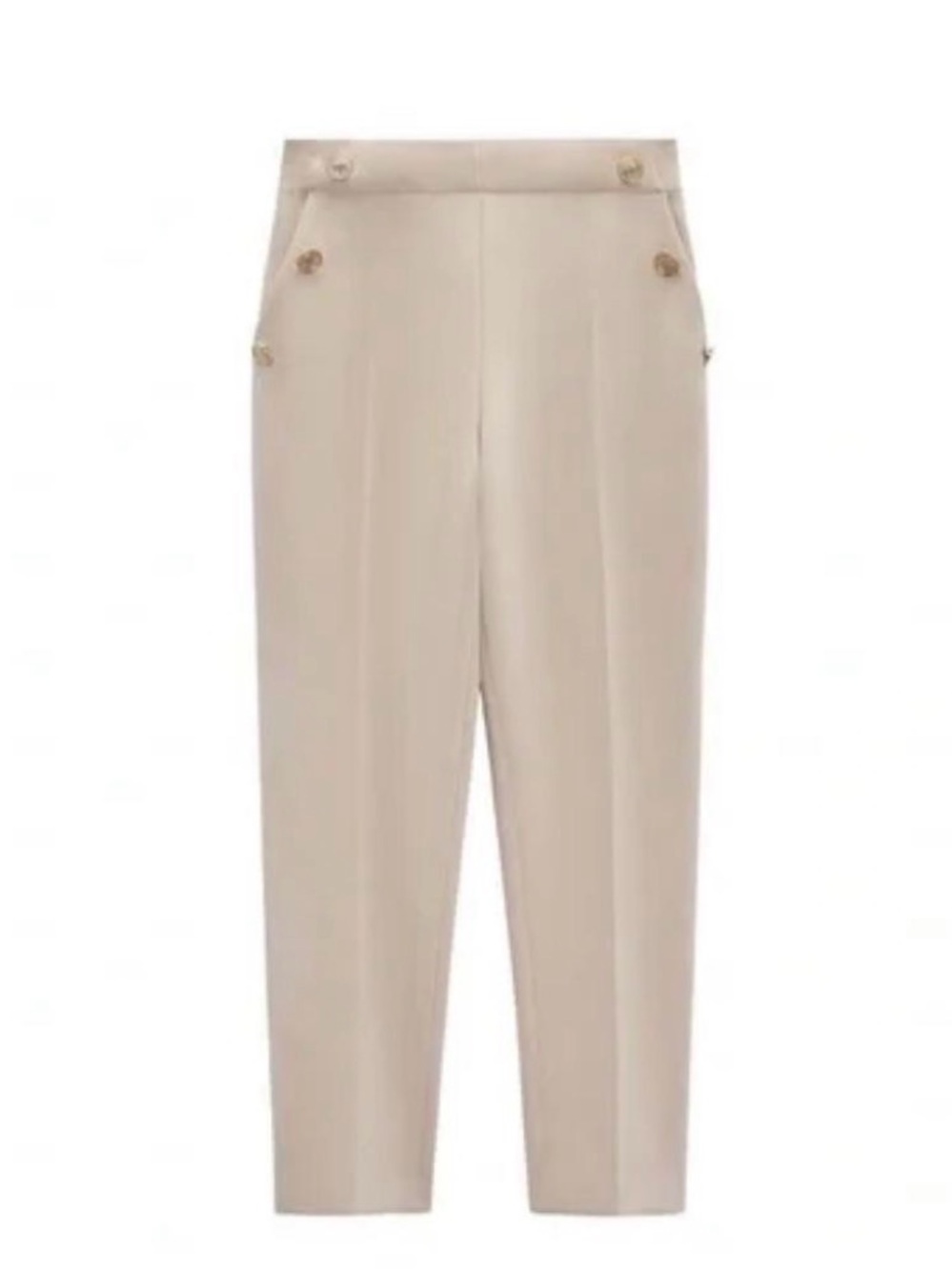 ZARA Straight Leg Pants with Metallic Buttons (Sand) XL